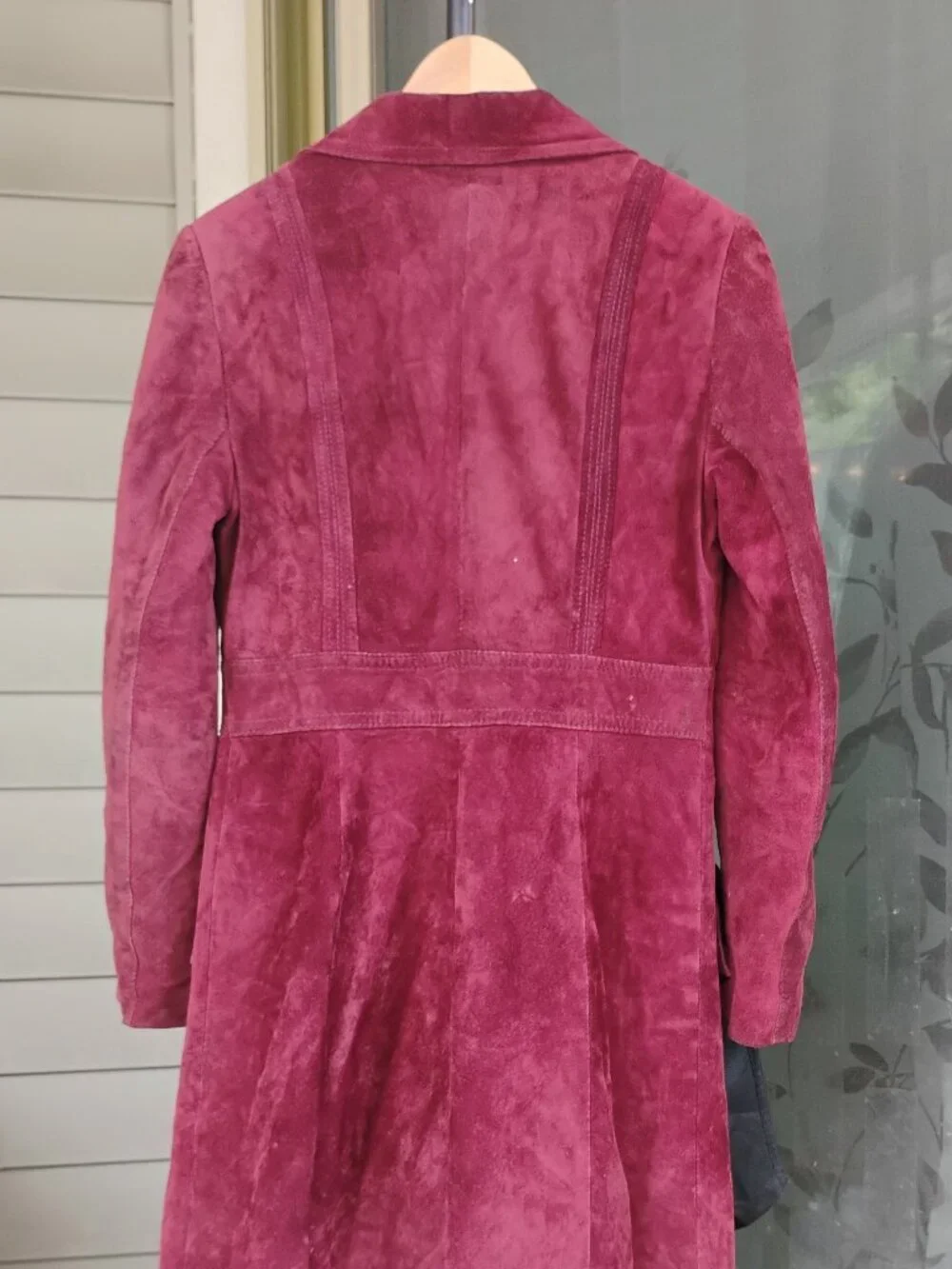 Marquis of London Women’s Vintage Suede Burgundy Long Jacket Size 6-8 - Picture 2 of 14